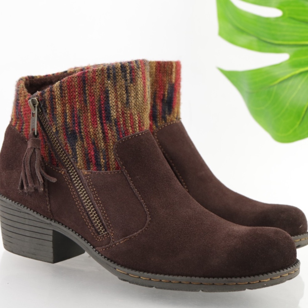 Born Charon Ankle Booties Brown Suede Boot Size 9